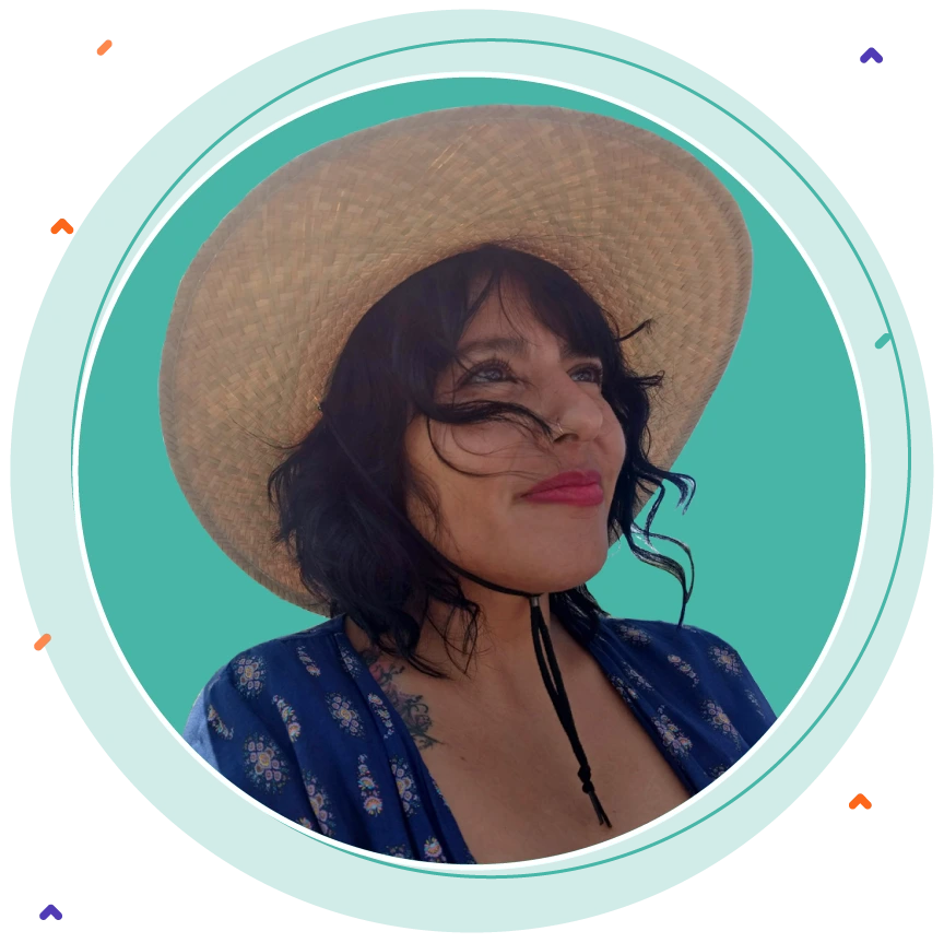 ilustración cocina y foto de la propietaria